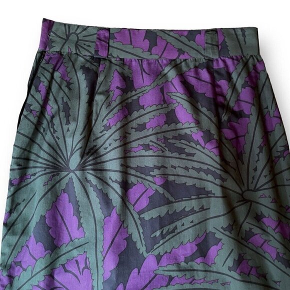 Vintage 80s Gianni Versace Womens Skirt Sz 42 US 8 Purple Green Palm Leaf Print - Picture 3 of 6